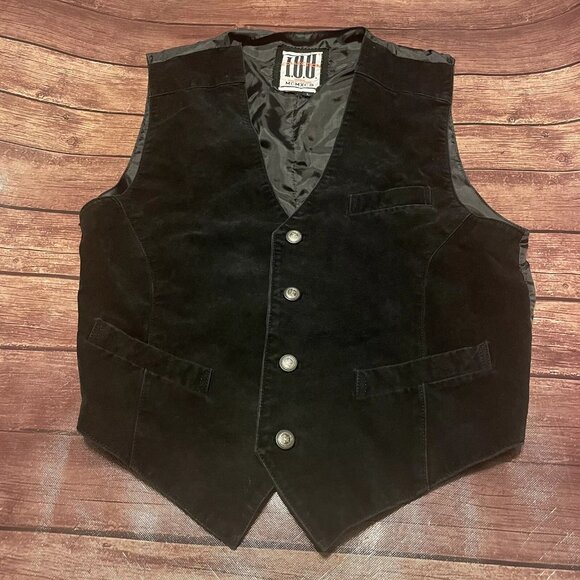 Men's I.O.U. Collection Black Leather Vest Large